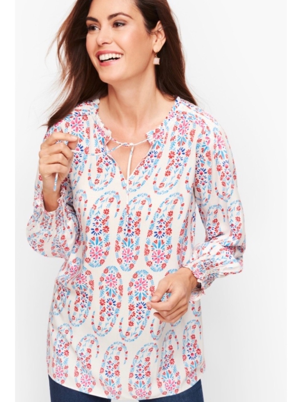 NWT Talbots Paisley Floral Peasant Blouse Plus Size 1X